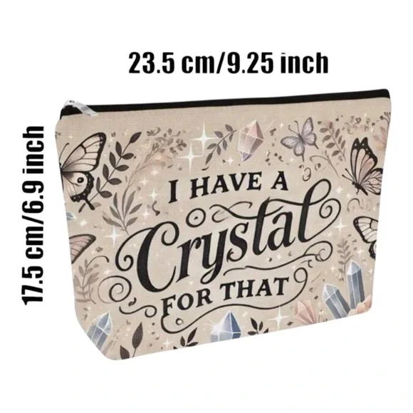 Beige Crystal ‘I Have A Crystal For That’ Essential Travel Cosmetic Bag - Picture 3 of 3